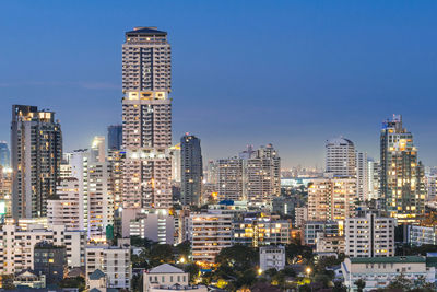 View of cityscape against clear sky