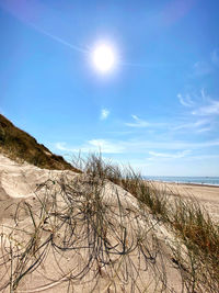 Scenic view of sea against sky on sunny day