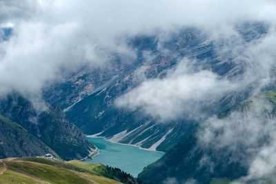 Aerial view of mountains against sky