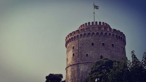 Low angle view of tower against clear sky
