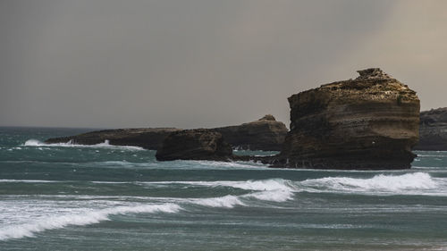 Coastline at la grand plage, biarritz - france