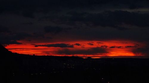 Silhouette of red sky at night