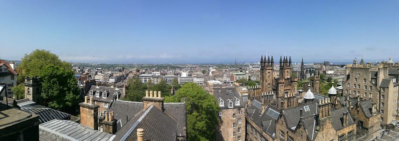 Cityscape against blue sky