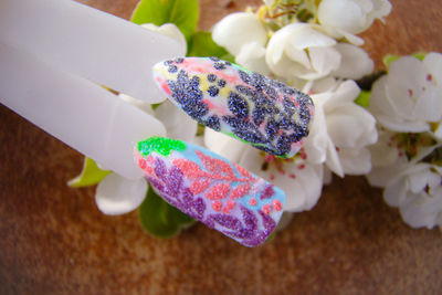 High angle view of multi colored candies on table