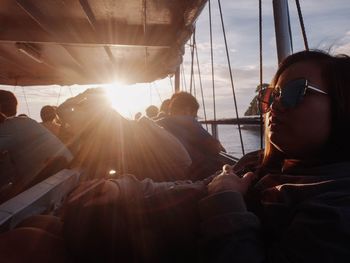 People sitting on boat sailing