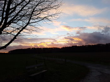 Scenic view of landscape at sunset