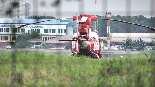 Man working on grass