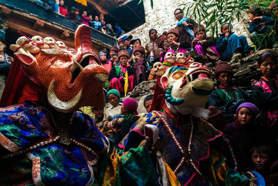 Crowd in traditional clothing