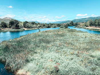 Scenic view of lake against sky