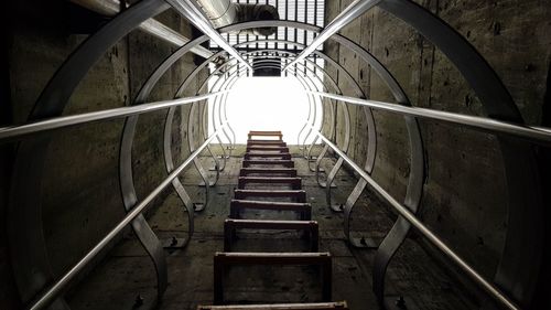 Low angle view of ladder in corridor