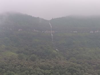 Scenic view of landscape during foggy weather