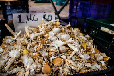 Close-up of seafood for sale in market