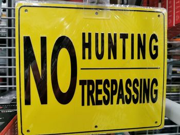 Close-up of warning sign