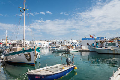 Boats moored in harbor