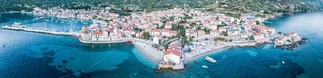 High angle view of swimming pool at seaside