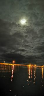 Scenic view of sea against sky at night