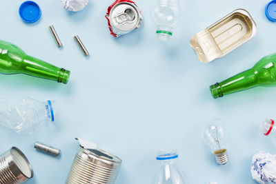 High angle view of equipment on white background