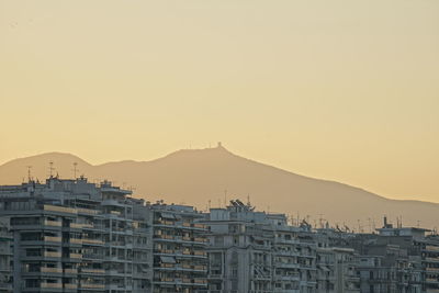 View of cityscape against clear sky