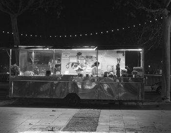 View of illuminated restaurant at night