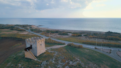 High angle view of sea against sky