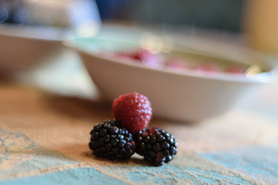 Close-up of fruits on table