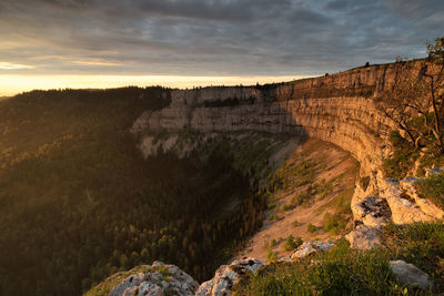 View of rock formations at sunset