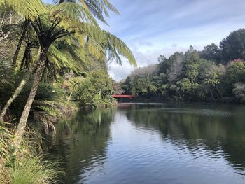 Scenic view of lake against sky