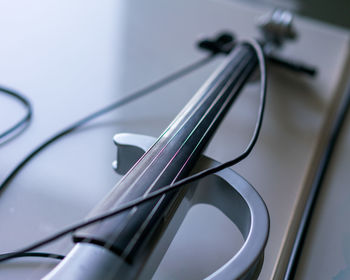 Close-up of cables on table