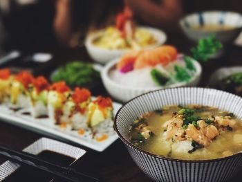 Close-up of salad in bowl on table