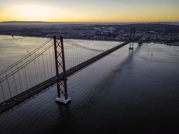 High angle view of suspension bridge over river