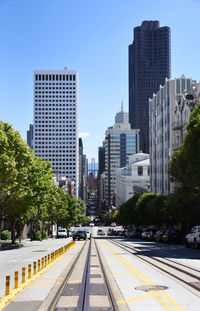 Skyscrapers in city against clear sky