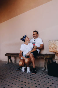 Portrait of a couple visiting marrakech 