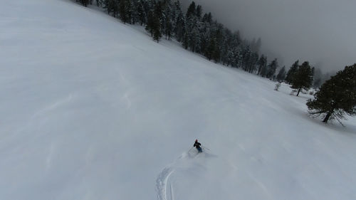 Person skiing on snow covered land