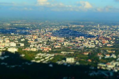 High angle view of townscape against sky