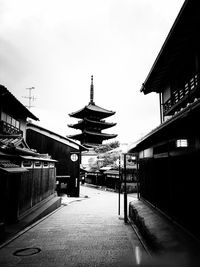 View of pagoda against sky in city