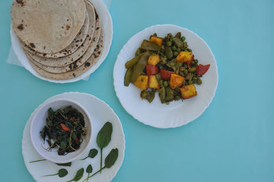 High angle view of meal served in plate