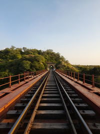 Low angle view of bridge against clear sky.this bridge is made in 1914 by british empire for trains.