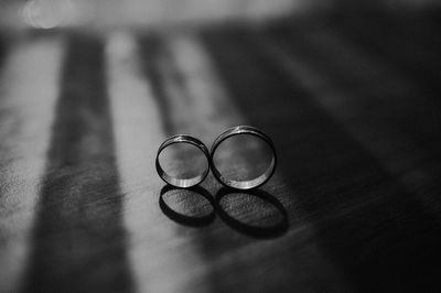 Close-up of eyeglasses on table