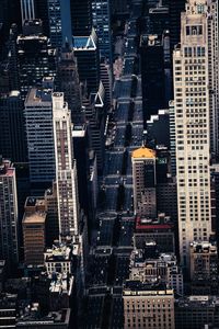 High angle view of buildings in city