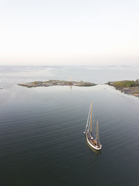 High angle view of sailboat in sea against sky. photo from helsinki, finland