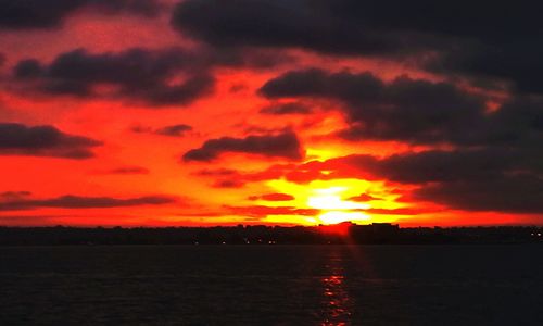 Scenic view of cloudy sky at sunset