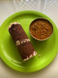 Close-up of dessert served in plate