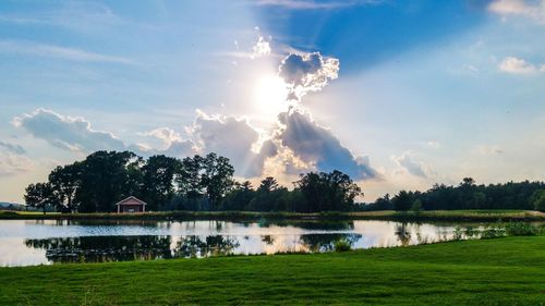 Scenic view of lake against sky