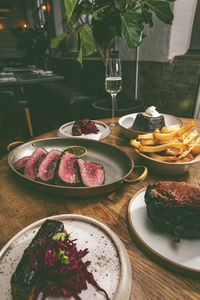 High angle view of food on table