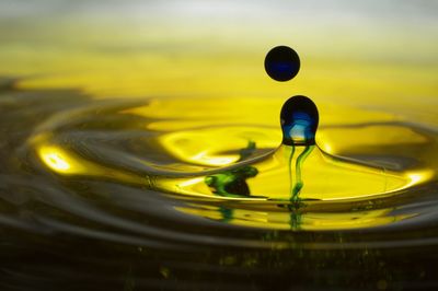 Close-up of drop falling on water surface