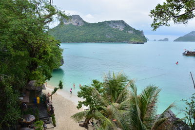 High angle view of beach against sky