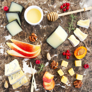 High angle view of breakfast on table