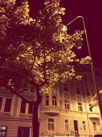 Low angle view of building with trees in background