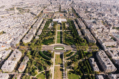 High angle view of buildings in city