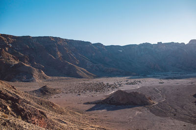 Scenic view of desert against clear sky